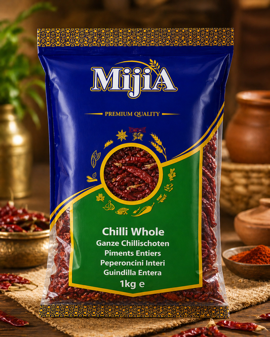 Mija Whole Dry Red Chilli 1kg dried red chillies Indian grocery Prague Czech Republic