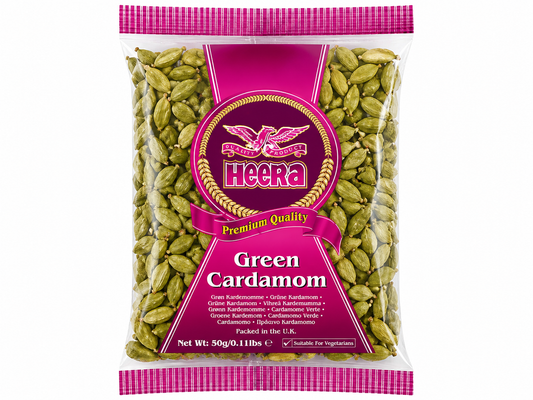 Heera Green Cardamom 50g elaichi whole spice Indian grocery Prague Czech Republic