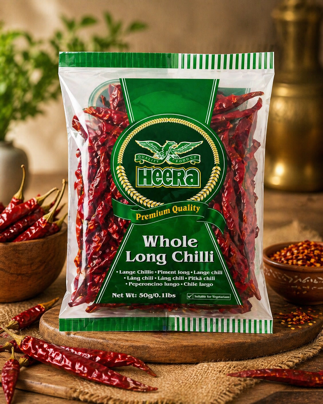 Heera Whole Long Chilli 50g dried red chillies Indian grocery Prague Czech Republic