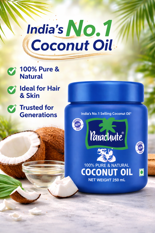 Parachute 100% Pure Natural Coconut Oil โ 250ml / 500ml