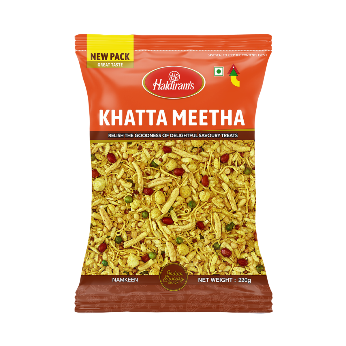 Haldiram's Khatta Meetha – 220 g (směs sladkého a pikantního občerstvení)