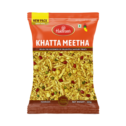 Haldiram’s Khatta Meetha – 220g (Sweet &amp; Tangy Snack Mix)
