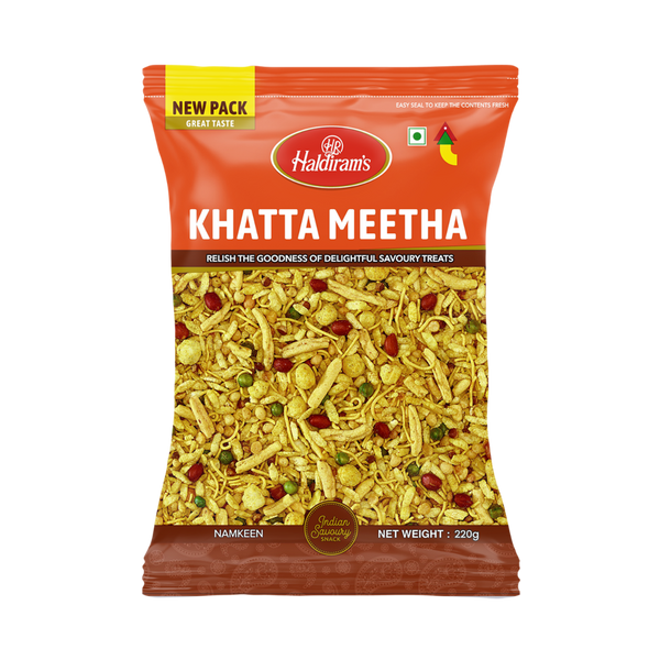 Haldiram’s Khatta Meetha – 220g (Sweet &amp; Tangy Snack Mix)