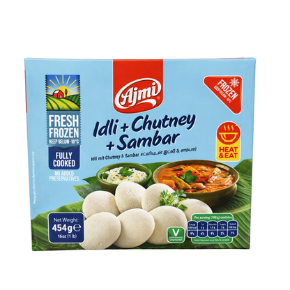Ajmi Frozen Idli + Chutney + Sambar – 454g