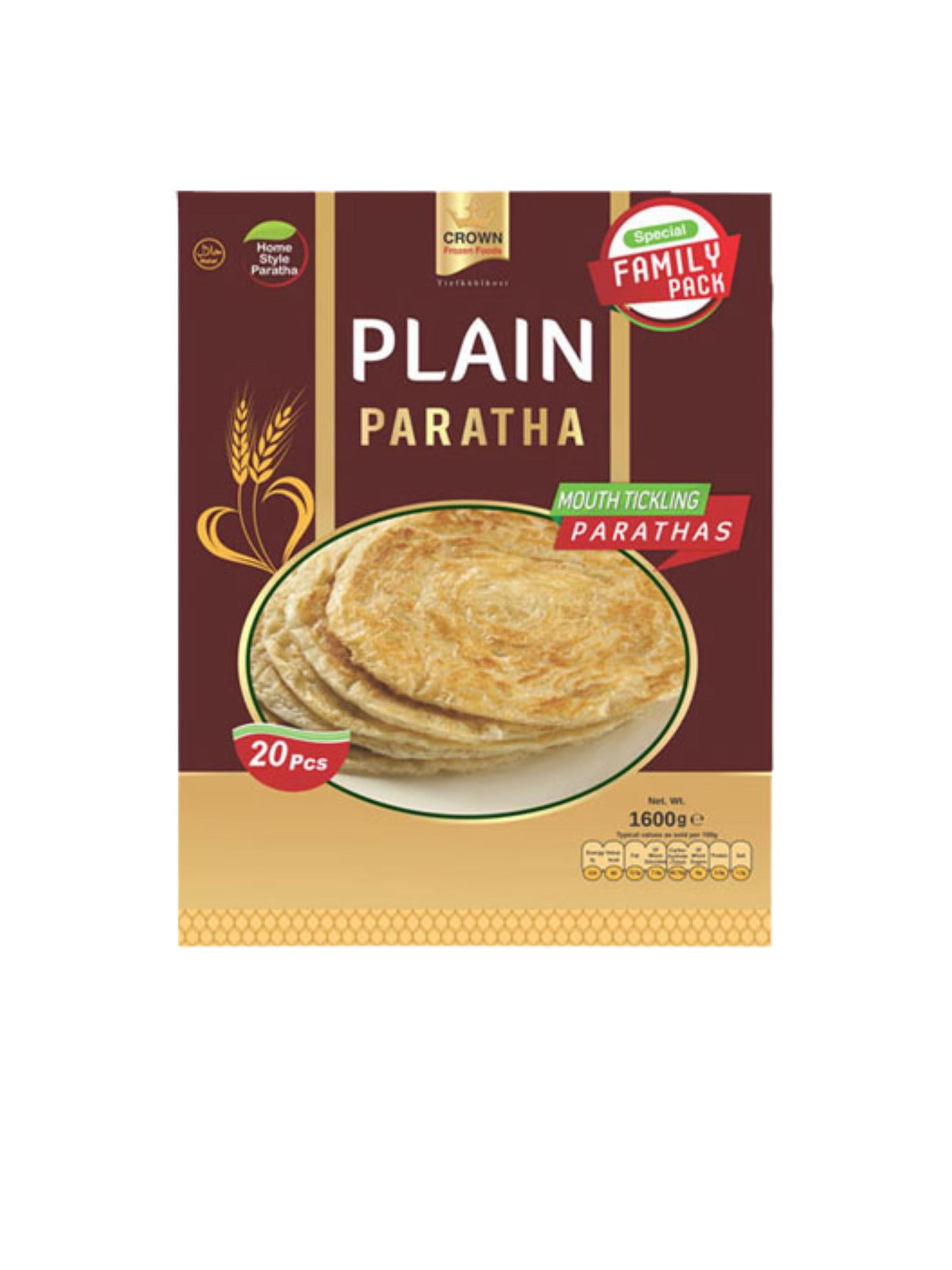 Paratha Crown Plain – rodinné balení (20 ks | 1600 g)