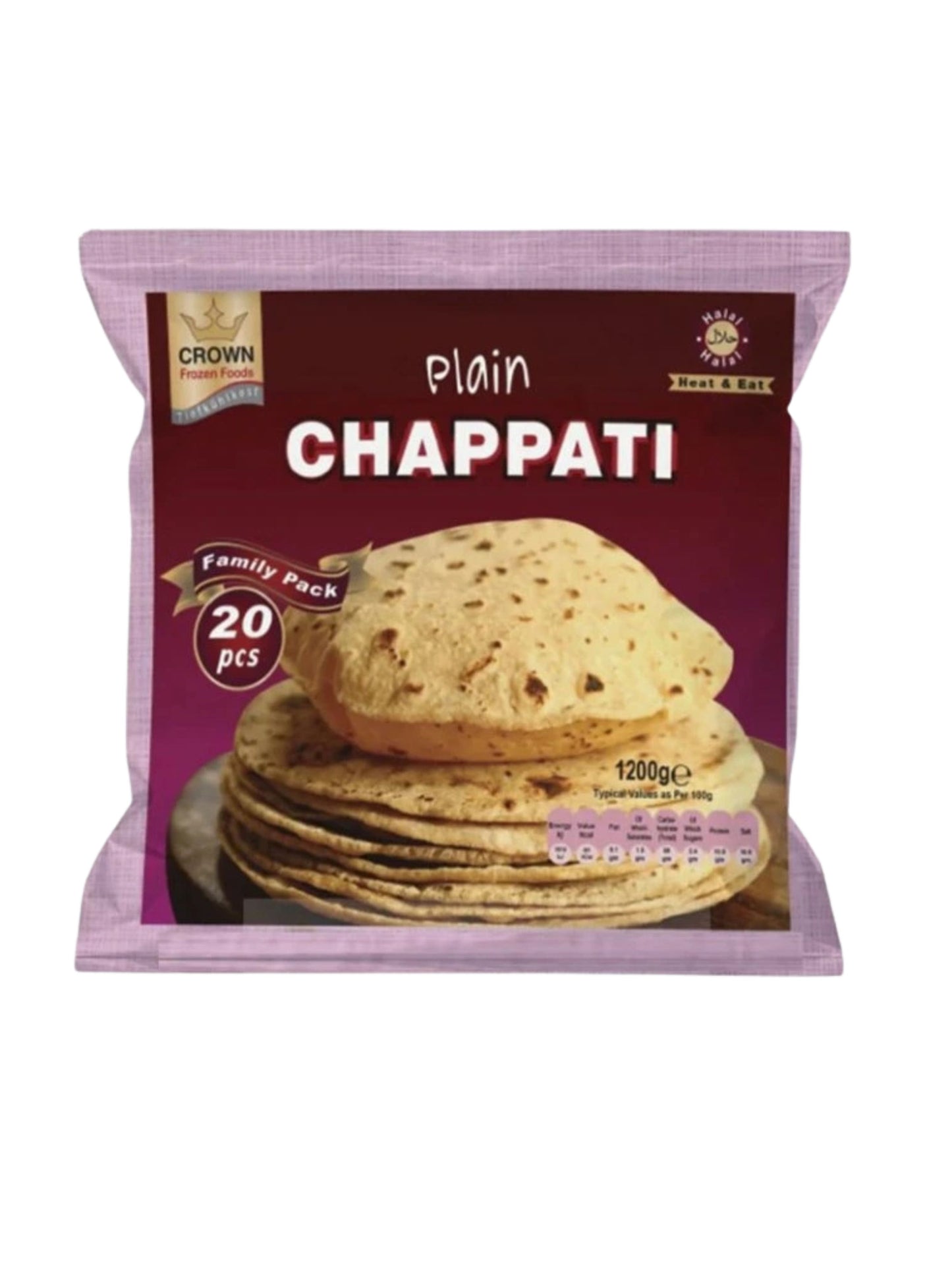 Crown Plain Chapatti – rodinné balení (20 ks | 1200 g)