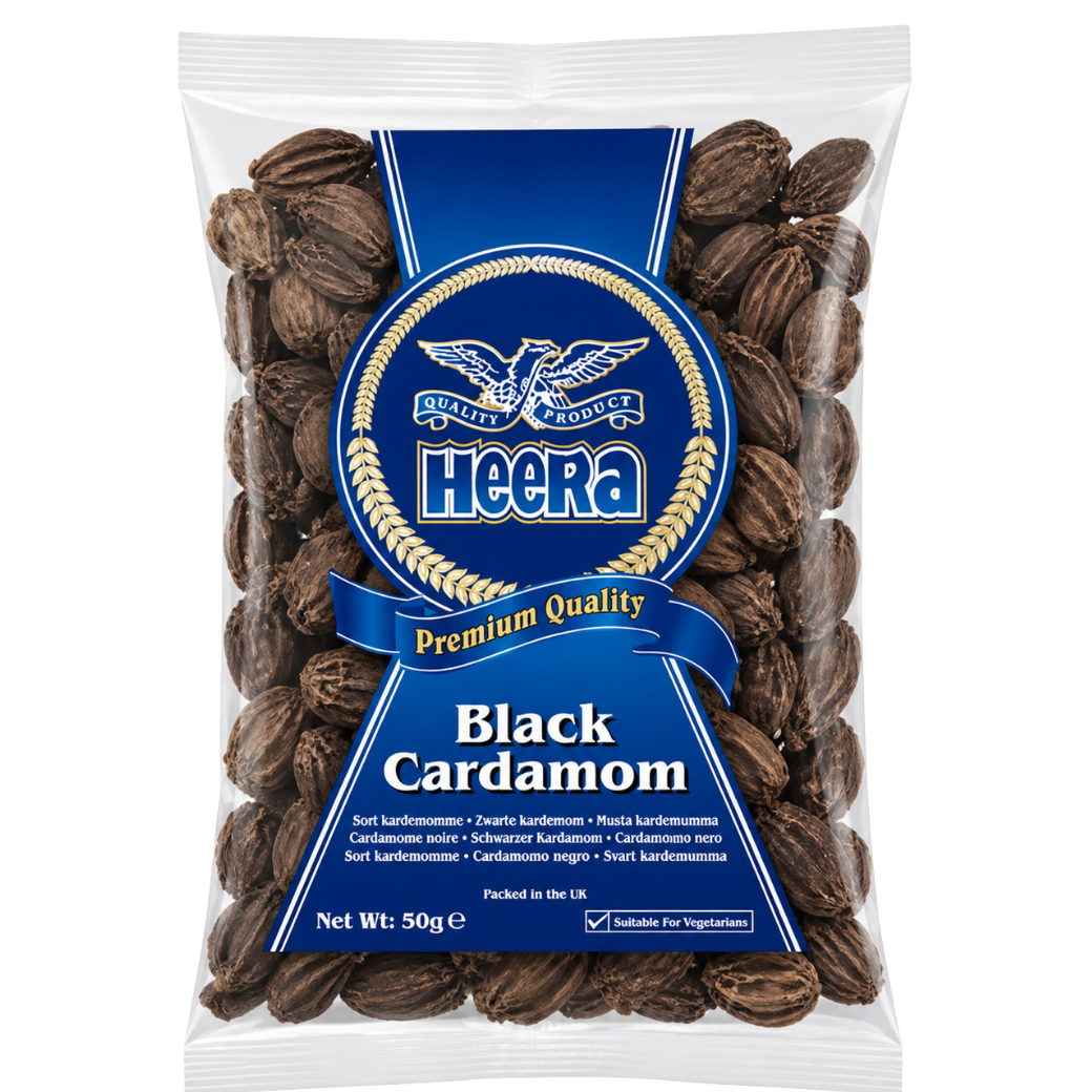 Heera Black Cardamom 50g whole spice Indian grocery Prague Czech Republic