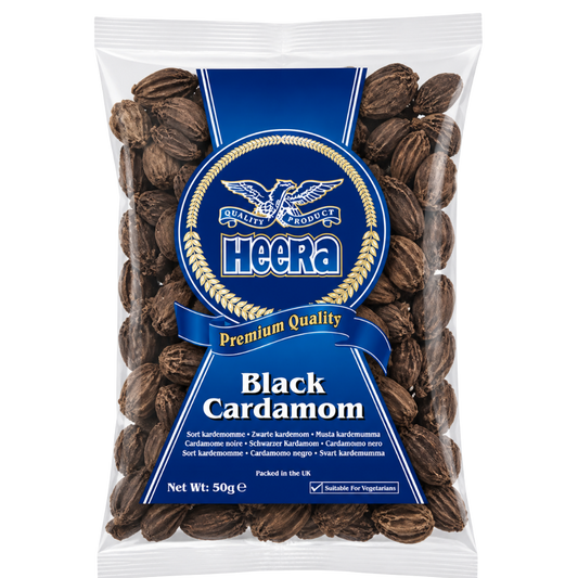 Heera Black Cardamom 50g whole spice Indian grocery Prague Czech Republic