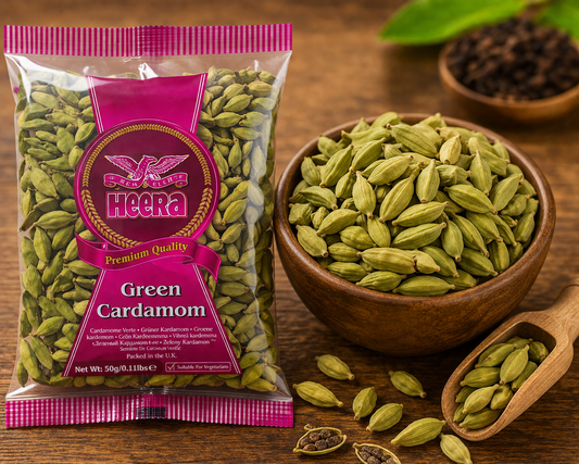 Heera Green Cardamom 50g elaichi whole spice Indian grocery Prague Czech Republic