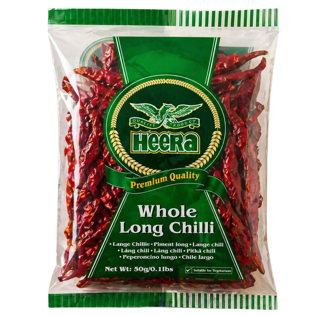 Heera Whole Long Chilli 50g dried red chillies Indian grocery Prague Czech Republic