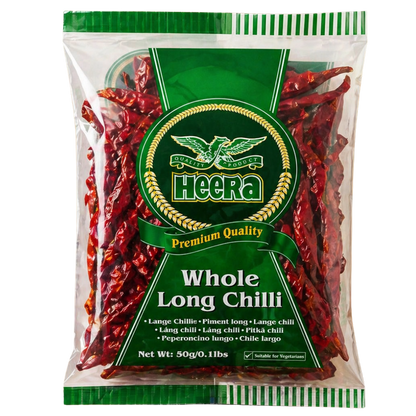 Heera Whole Long Chilli 50g dried red chillies Indian grocery Prague Czech Republic