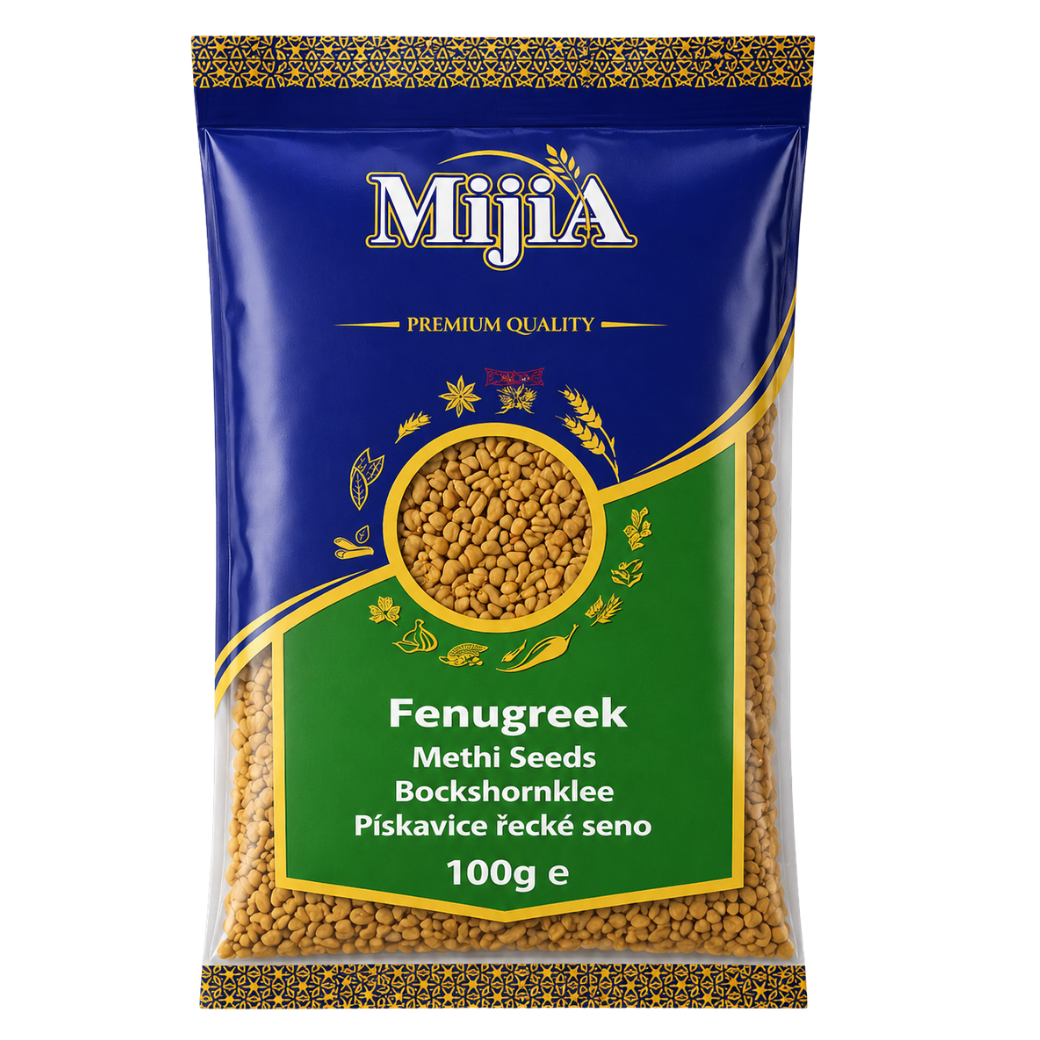 Mijja Fenugreek Methi Seeds 100g available in Indian grocery store Prague Czech Republic