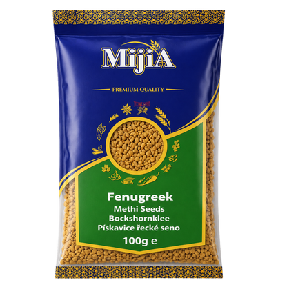 Mijja Fenugreek Methi Seeds 100g available in Indian grocery store Prague Czech Republic