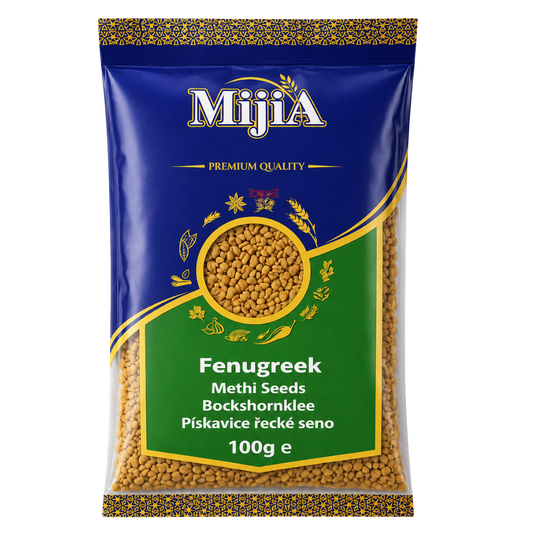 Mijja Fenugreek Methi Seeds 100g available in Indian grocery store Prague Czech Republic