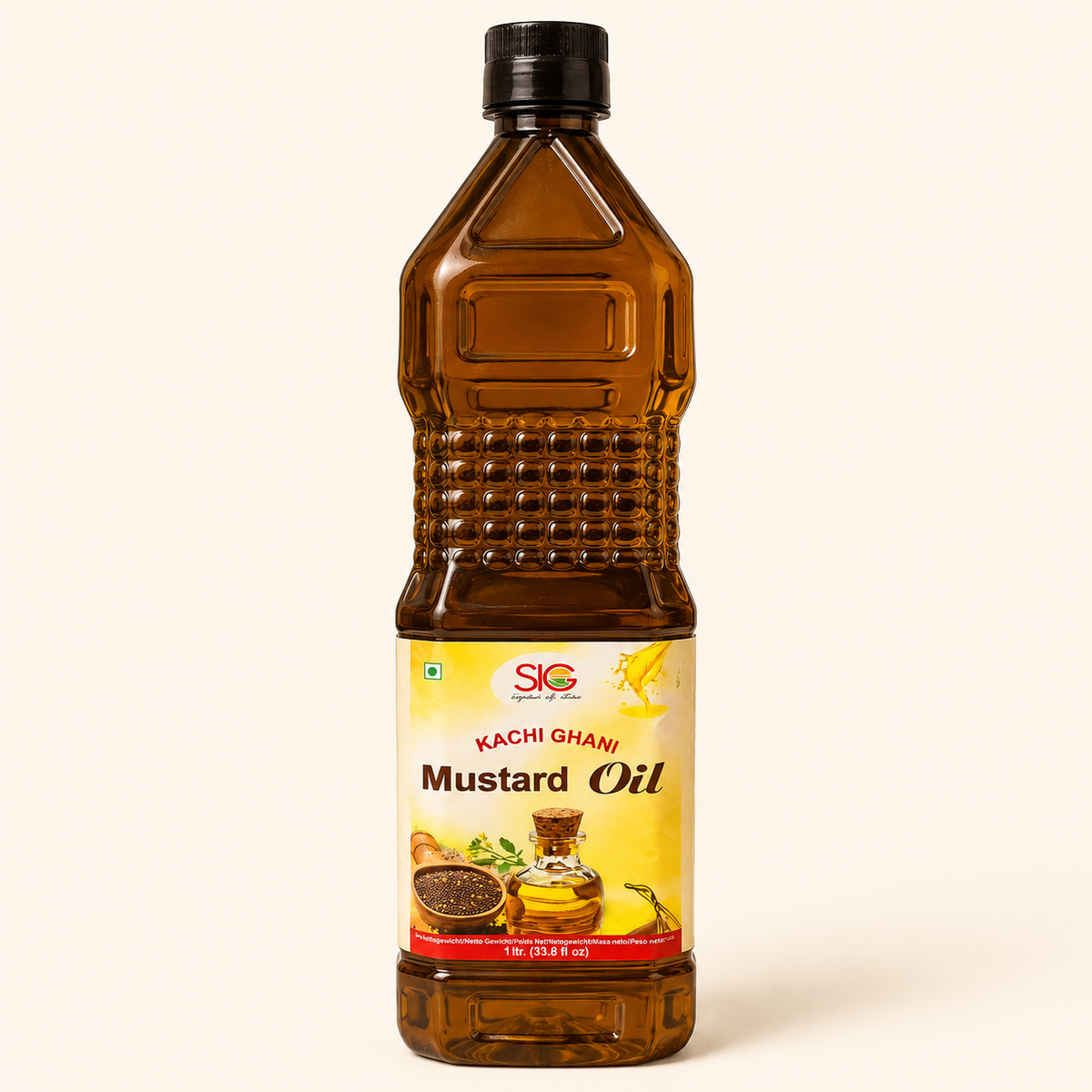 SIG Kachi Ghani mustard oil 1 litre bottle