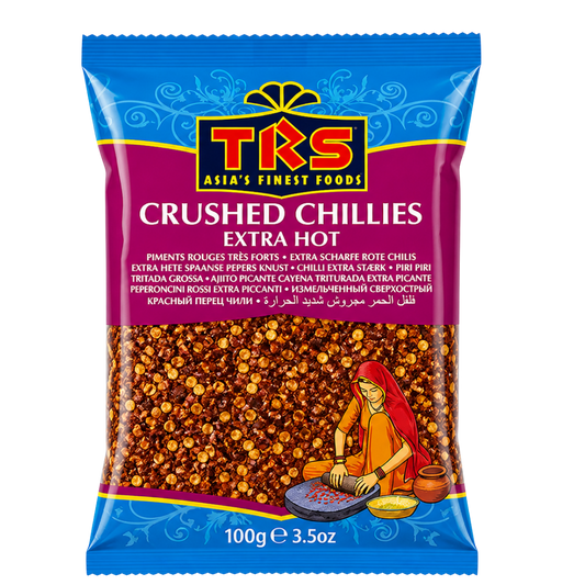 TRS Crushed Chillies Extra Hot 100g red chilli flakes Indian grocery Prague